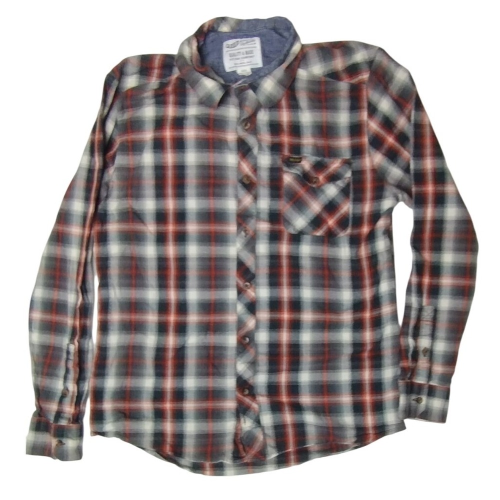 Volcom Workwear Flannel Shirt Mens Medium Plaid Button Up Long Sleeve‎